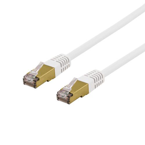 S/FTP Cat6a DELTACO patch kabelis, delta cert, LSZH, 0,5 m, baltas / SFTP-60VAH