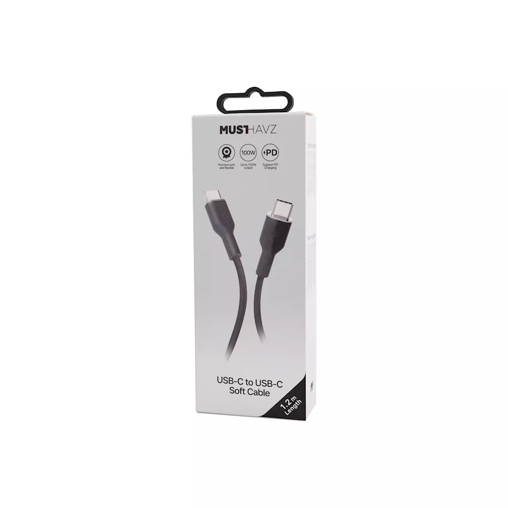 USB-C to USB-C Soft Cable 1.2 m 100W by Musthavz Black