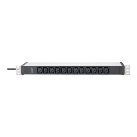 DIGITUS Socket strip with aluminum profile, 12-way, 2 m cable safety plug|DN-95426
