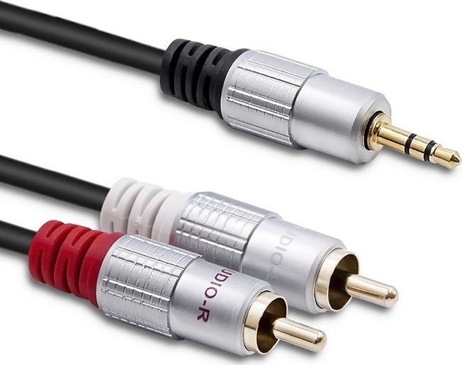 Cable Qoltec Jack 3.5mm - RCA (Cinch) x2 2m black (1_789341)