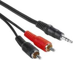 Cable PremiumCord Jack 3.5mm - RCA (Cinch) x2 15m black (kjackcin15)