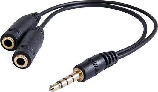 Jack 3.5mm cable - Jack 3.5mm x2 0.2m black