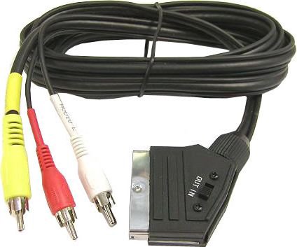 Cable PremiumCord Scart - RCA (Cinch) x3 1.5m black (kjssc-2)