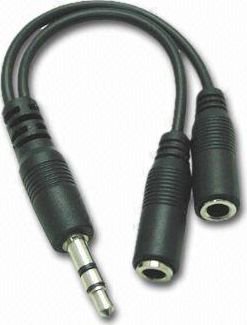 Cable PremiumCord Jack 3.5mm - Jack 3.5mm x2 0.1m black (kjr-02a)