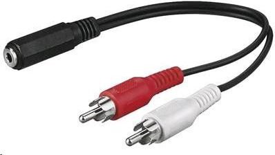 Cable PremiumCord Jack 3.5mm - RCA (Cinch) x2 1.5m black (kjackcinb2)