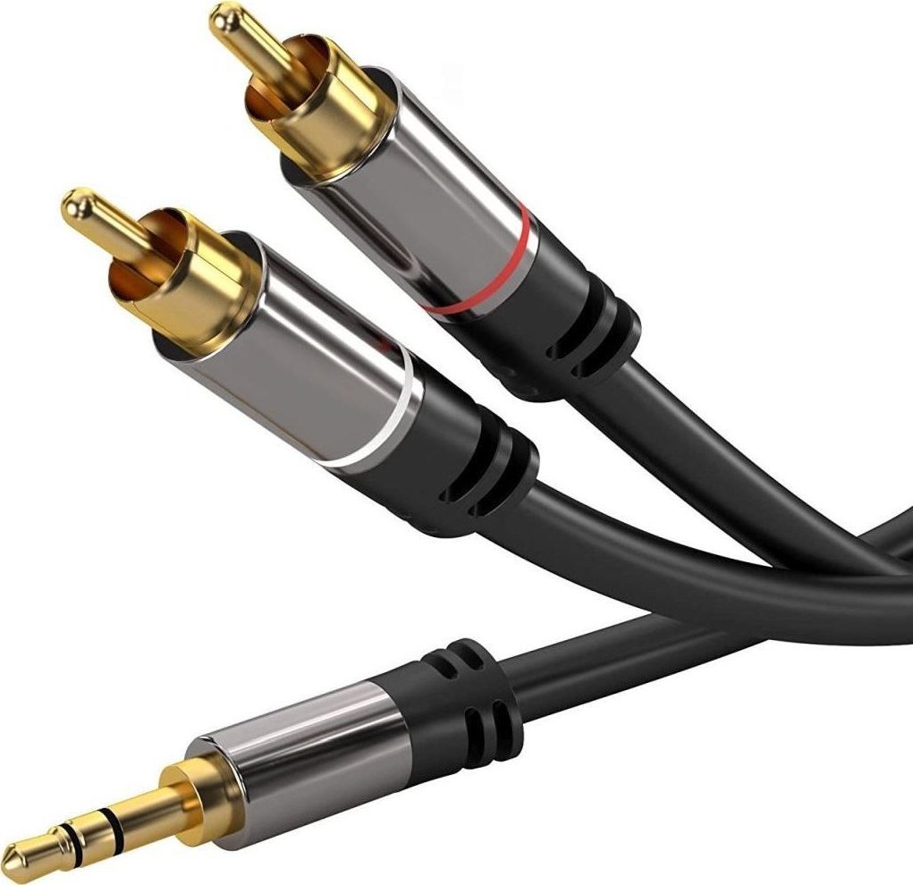 Cable PremiumCord Jack 3.5mm - RCA (Cinch) x2 5m black (kjqcin5)