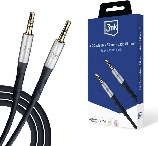 Cable 3MK Jack 3.5mm - Jack 3.5mm No data black (Jack 3.5mm - Jack 3.5mm)