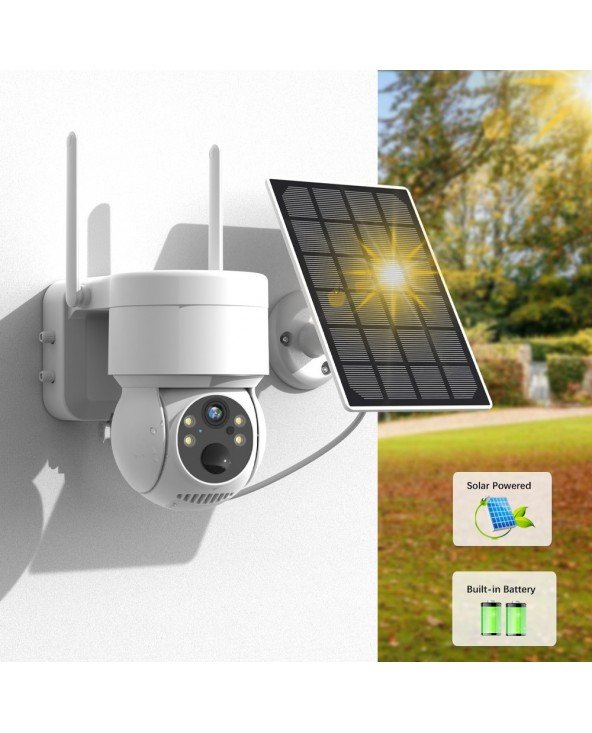 WiFi PTZ kamera Lauke belaidė saulės IP kamera 4MP HD Integruota baterija su vaizdo stebėjimo kamera Ilgo budėjimo režimu iCsee