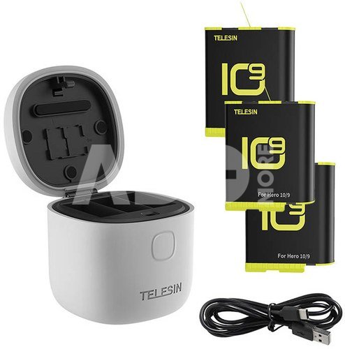 Telesin 3-slot waterproof charger Allin box for GoPro Hero 9 / Hero 10 + 3 batteries (GP-BTR-906-GY-B)