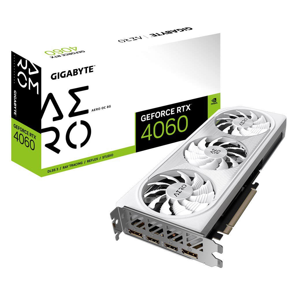 Vaizdo plokštė Gigabyte GV-N4060AERO OC-8GD 1.0 NVIDIA 8 GB GeForce RTX 4060 GDDR6 	 PCI-E 4.0 HDMI