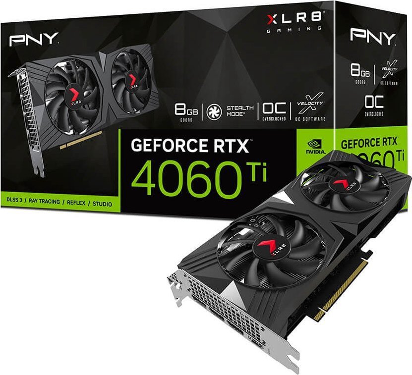 Graphical card PNY GeForce RTX 4060 Ti XLR8 Gaming Verto OC Dual Fan 8GB GDDR6 (VCG4060T8DFXPB1-O)