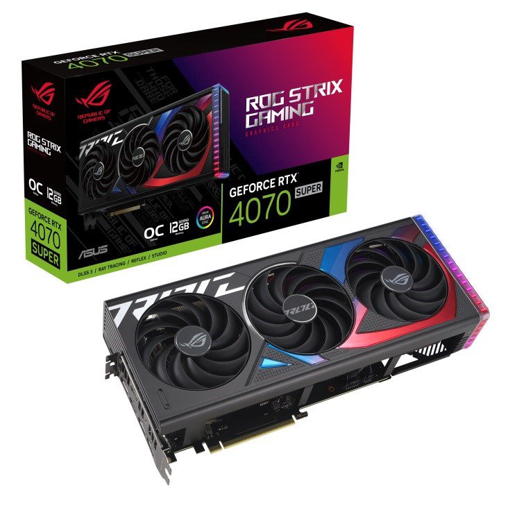 Vaizdo plokštė Asus  ROG Strix GeForce RTX 4070 SUPER 12GB GDDR6X OC Edition  NVIDIA  12 GB  GeF