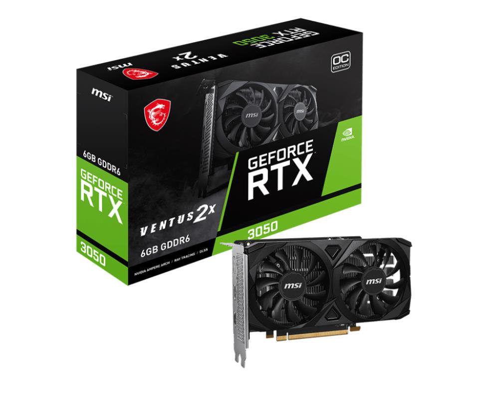 Vaizdo plokštė MSI GeForce RTX 3050 VENTUS 2X E 6G OC  NVIDIA  6 GB  NVIDIA GeForce RTX 3050  GD