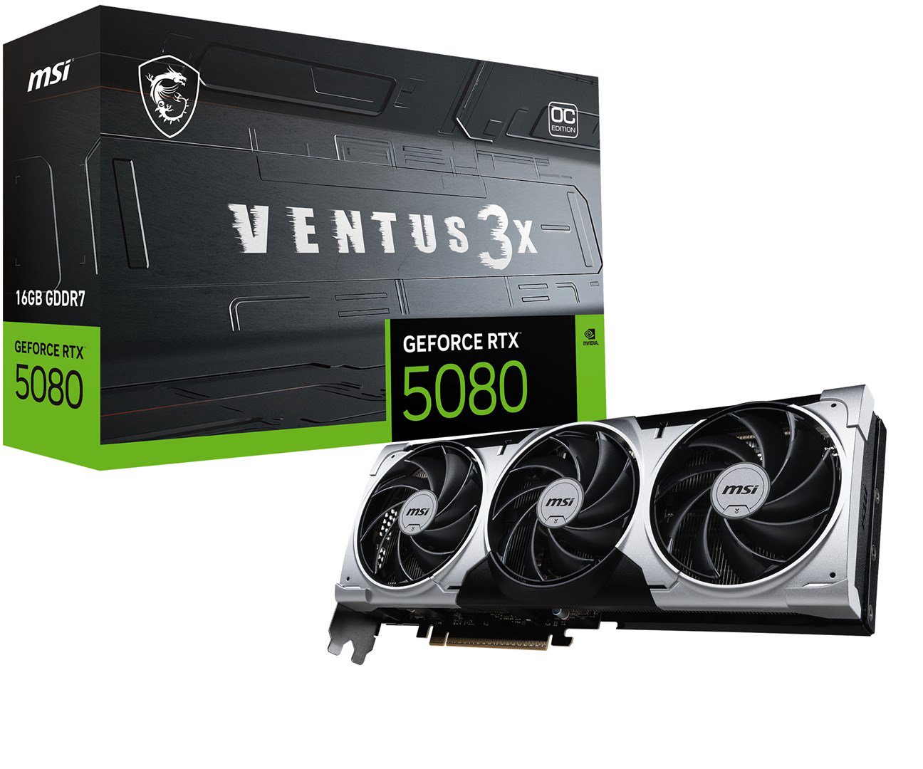 MSI VENTUS GEFORCE RTX 5080 16G 3X OC PLUS vaizdo plokštė NVIDIA 16 GB GDDR7