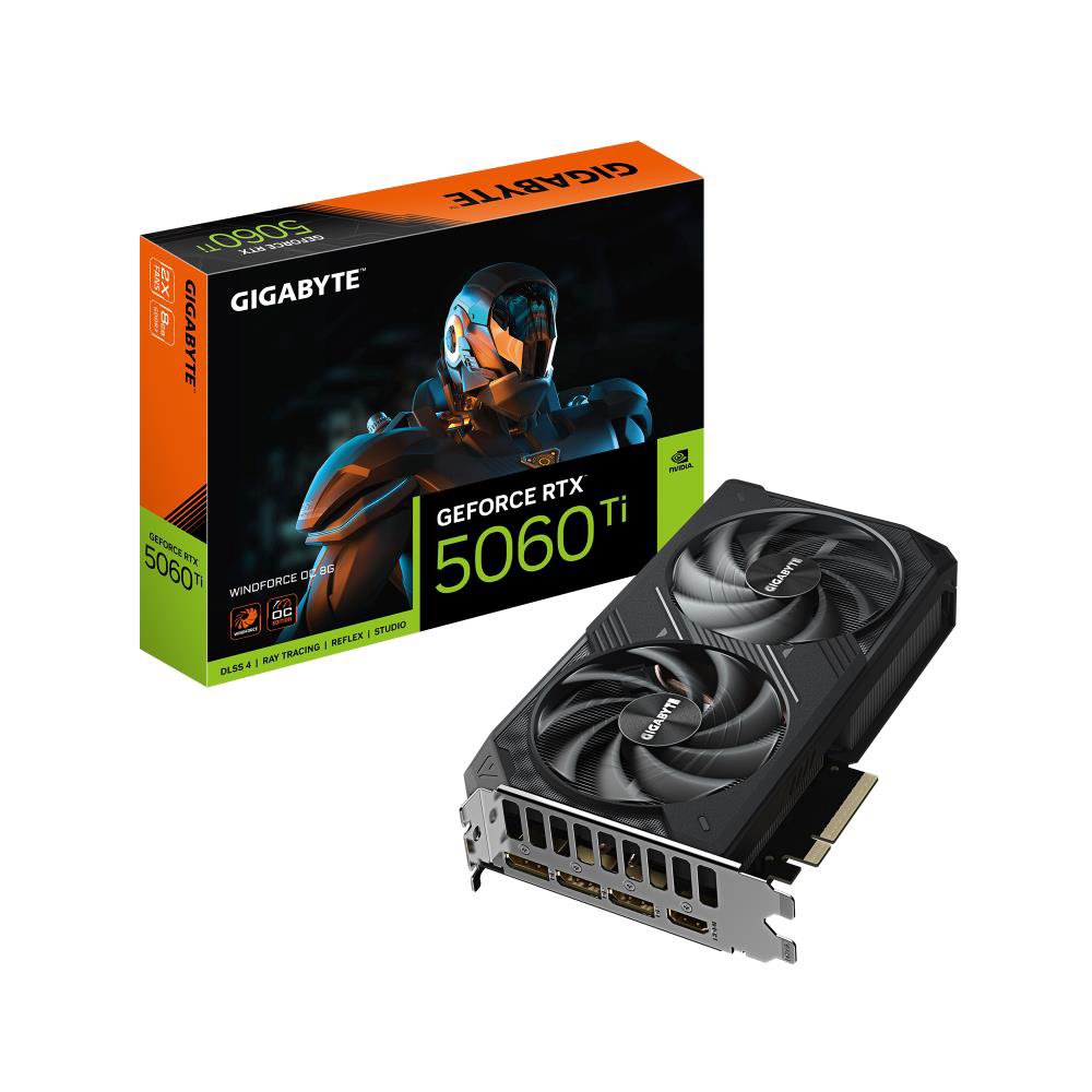 Graphics CardGIGABYTENVIDIA GeForce RTX 5060 Ti8 GBGDDR7128 bitPCIE 5.0 16xGPU 2587 MHzDual