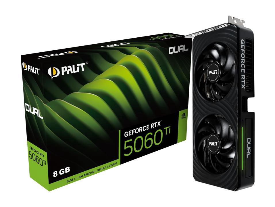 Graphics CardPALITNVIDIA GeForce RTX 5060 Ti8 GBGDDR7128 bitPCIE 5.0 16xDual Slot