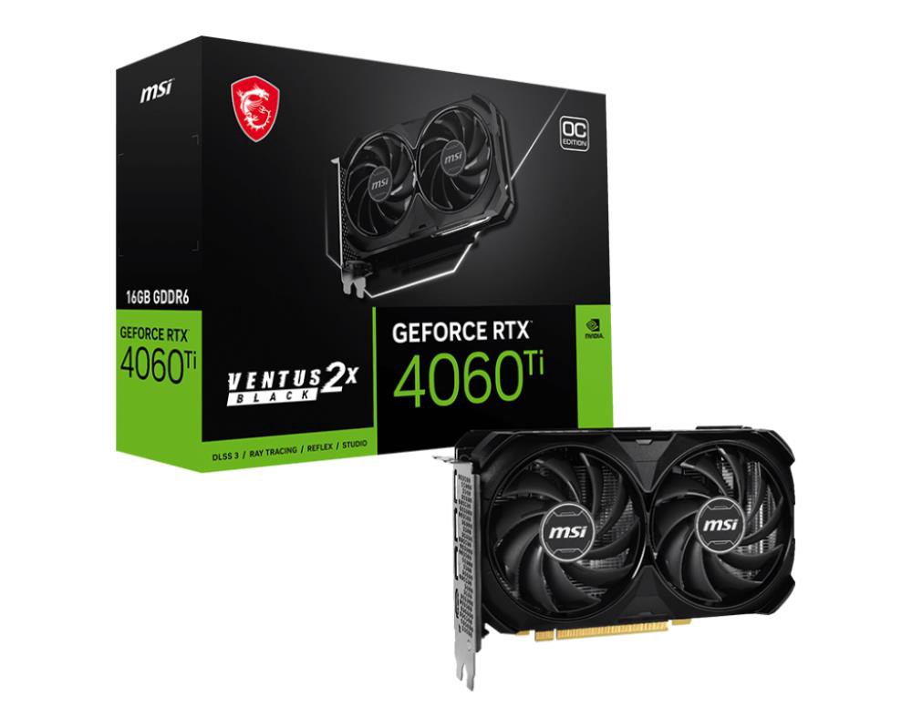 Vaizdo plokštė MSI  GeForce RTX 4060 Ti VENTUS 2X BLACK 16G OC  NVIDIA  16 GB  GeForce RTX 4060