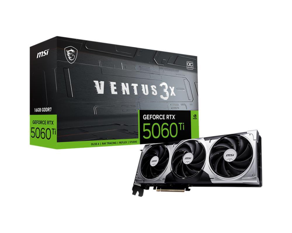 Graphics CardMSINVIDIA GeForce RTX 5060 Ti16 GBGDDR7128 bitPCIE 5.0 16xTriple slot