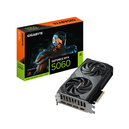 Vaizdo plokštė Gigabyte GeForce RTX 5060 WINDFORCE 8G  NVIDIA  8 GB  GeForce RTX 5060  GDDR7  H