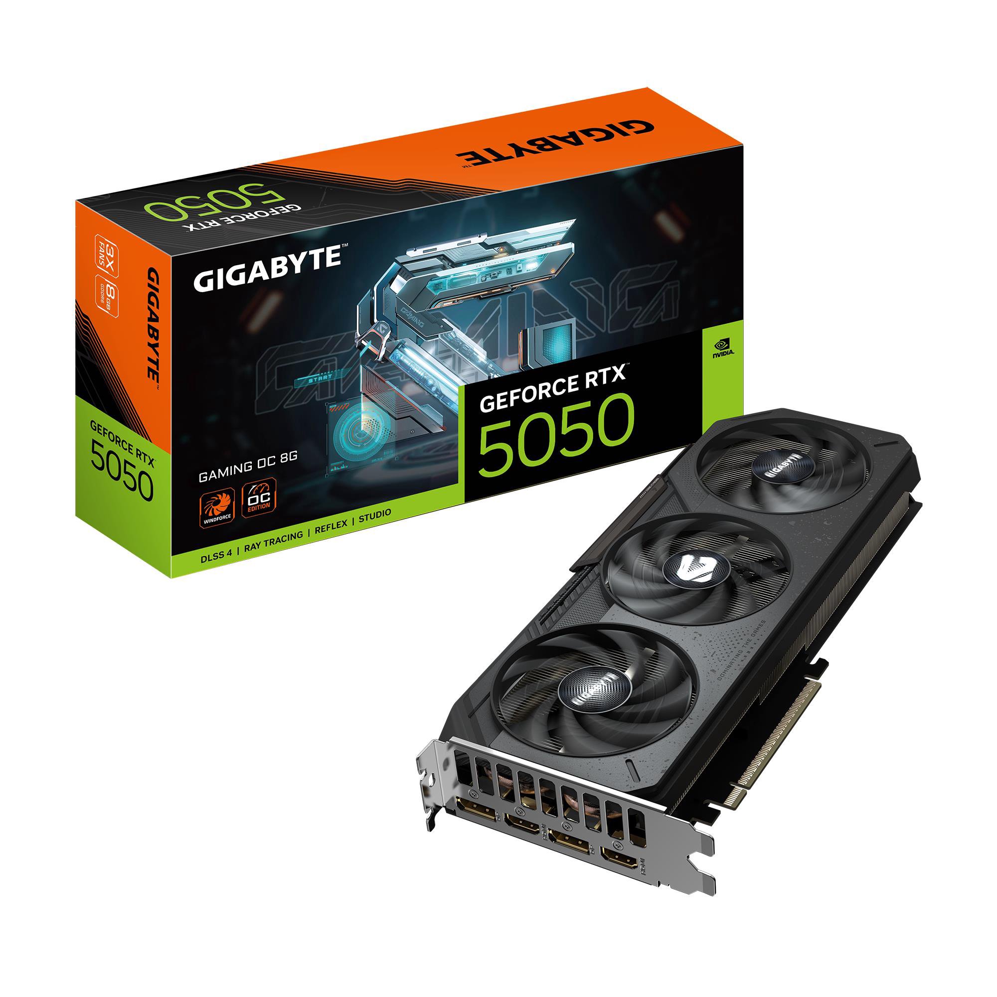 Graphics CardGIGABYTENVIDIA GeForce RTX 50508 GBGDDR6128 bitPCIE 5.0 16xGPU 2632 MHzTriple