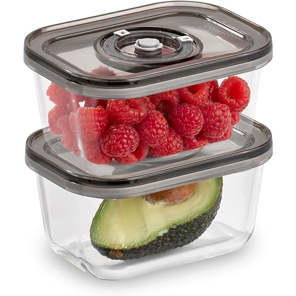 Vakuumavimo indeliai Caso VacuBoxx Eco-Duo S Glass Vacuum Containers with Plastic Lid (2 vnt) Transparent