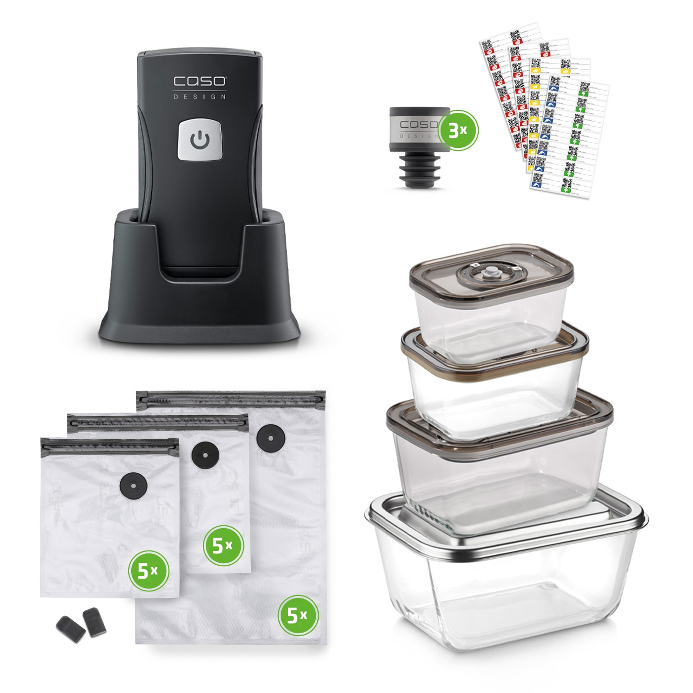 Vakuuminis pakavimo aparatas Caso Vacu OneTouch Pro Set 20 W Juodas