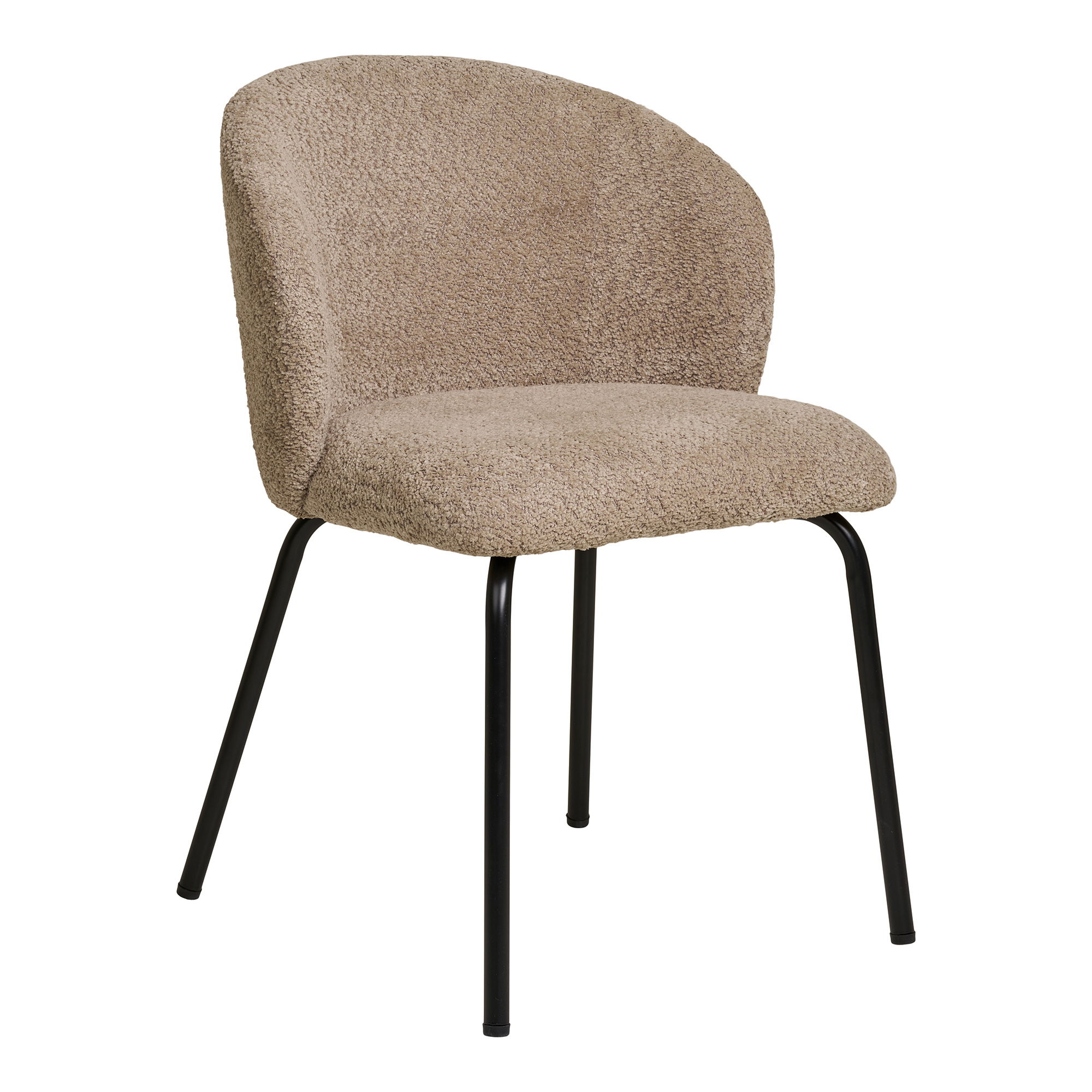 Minkšta bouclé valgomojo kėdė | 56 x 79 x 58 cm | Smėlio