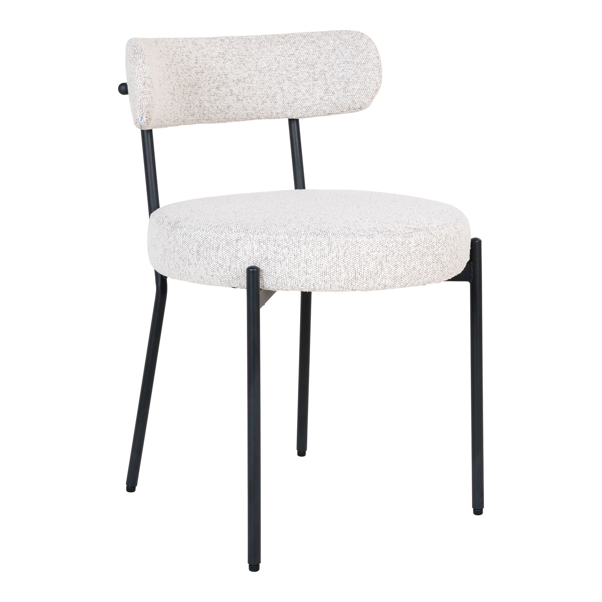 Minkšta bouclé valgomojo kėdė | 47 x 72,5 x 49,5 cm | Balta