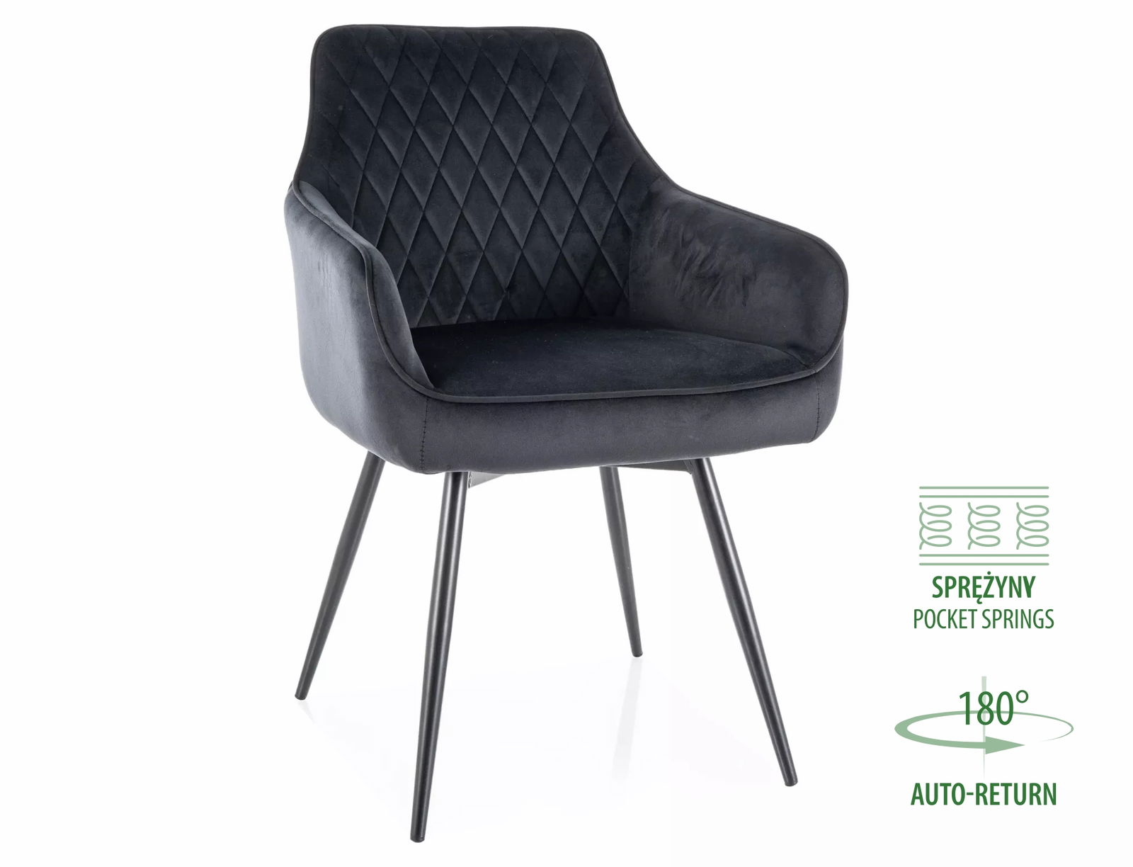 Kėdė Marlo Velvet, juoda