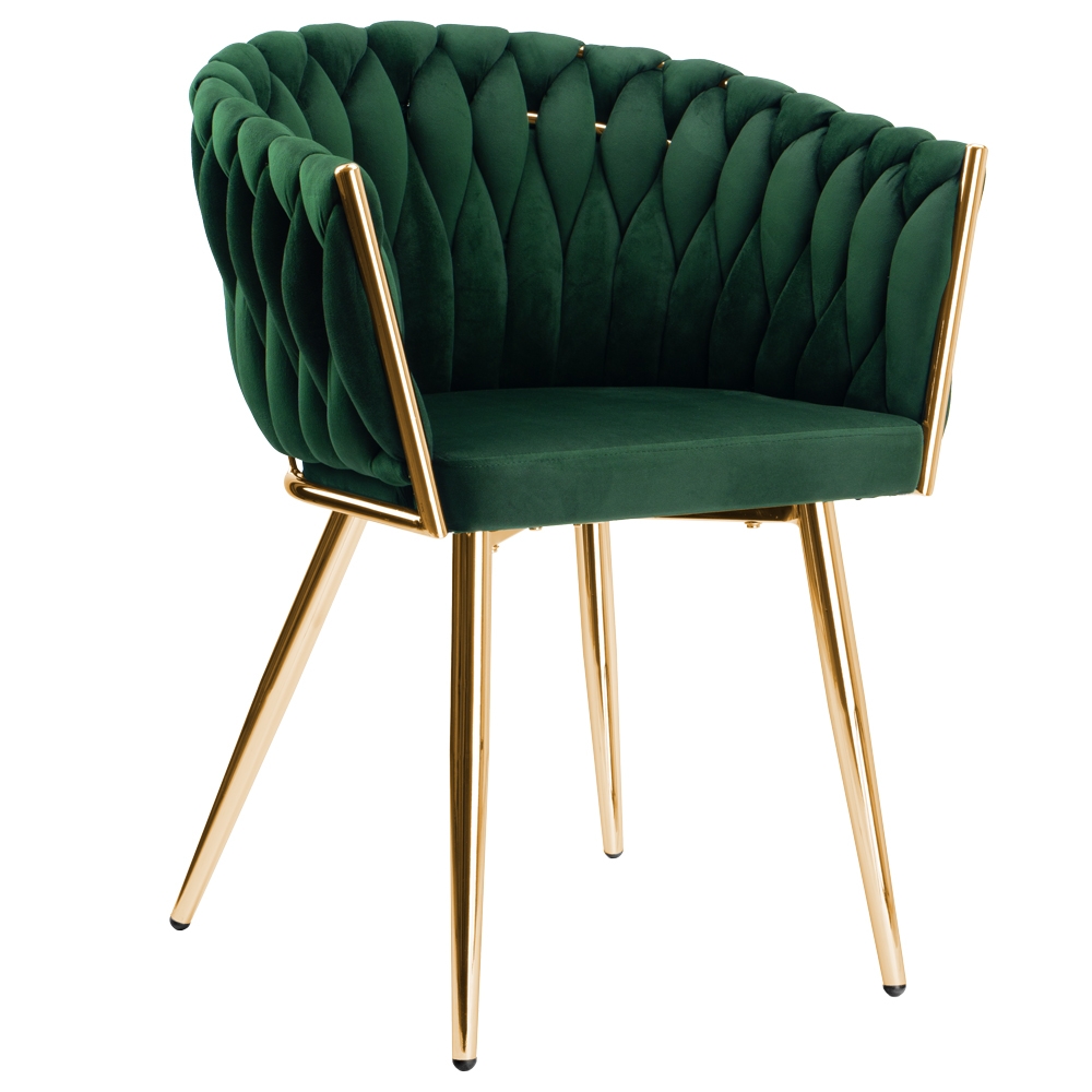 Pinta veliūro kėdė COFTON gold VELVET tamsiai žalia