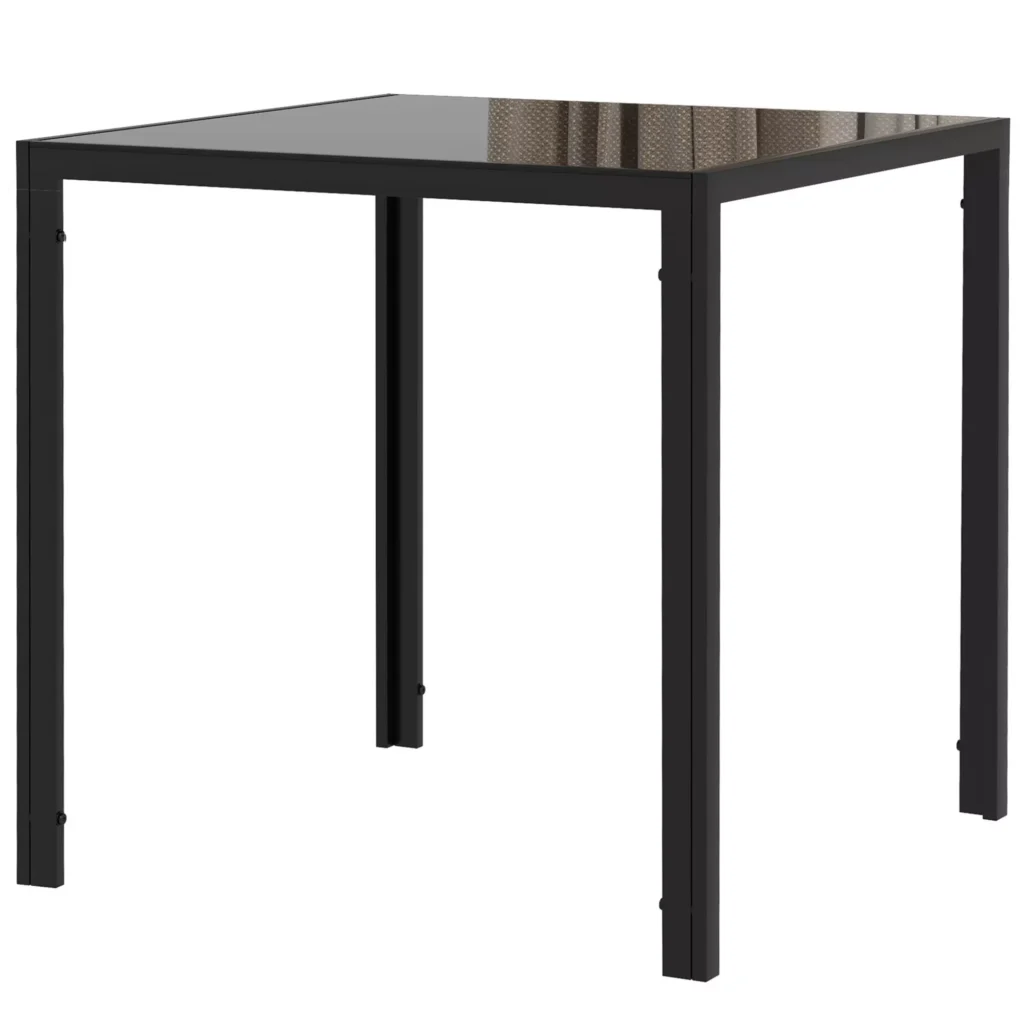 Valgomojo stalas 4 asmenims iš grūdinto stiklo, 75 x 75 x 75 cm, juodas