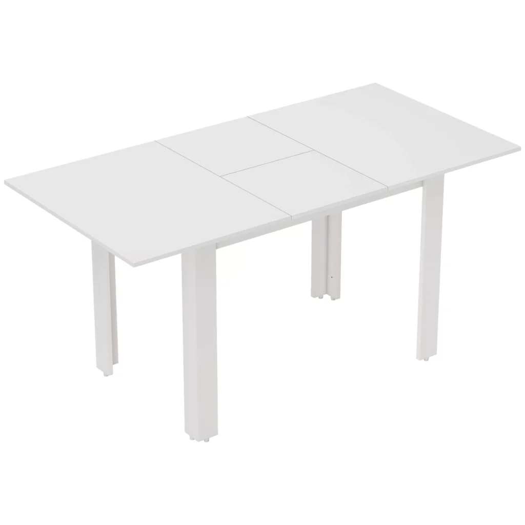 HOMCOM Išskleidžiamas valgomojo stalas, 120-160 x 70 cm, reguliuojamas virtuvės stalas 4-6 žmonėms, MDF, blizgiai baltas