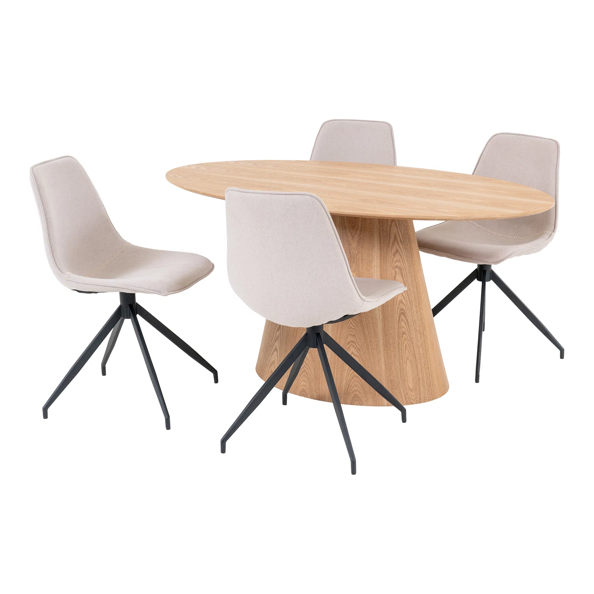 Ovalus valgomojo komplektas | 48/90 x 75/86 x 54/160 cm | Natūrali | Smėlio