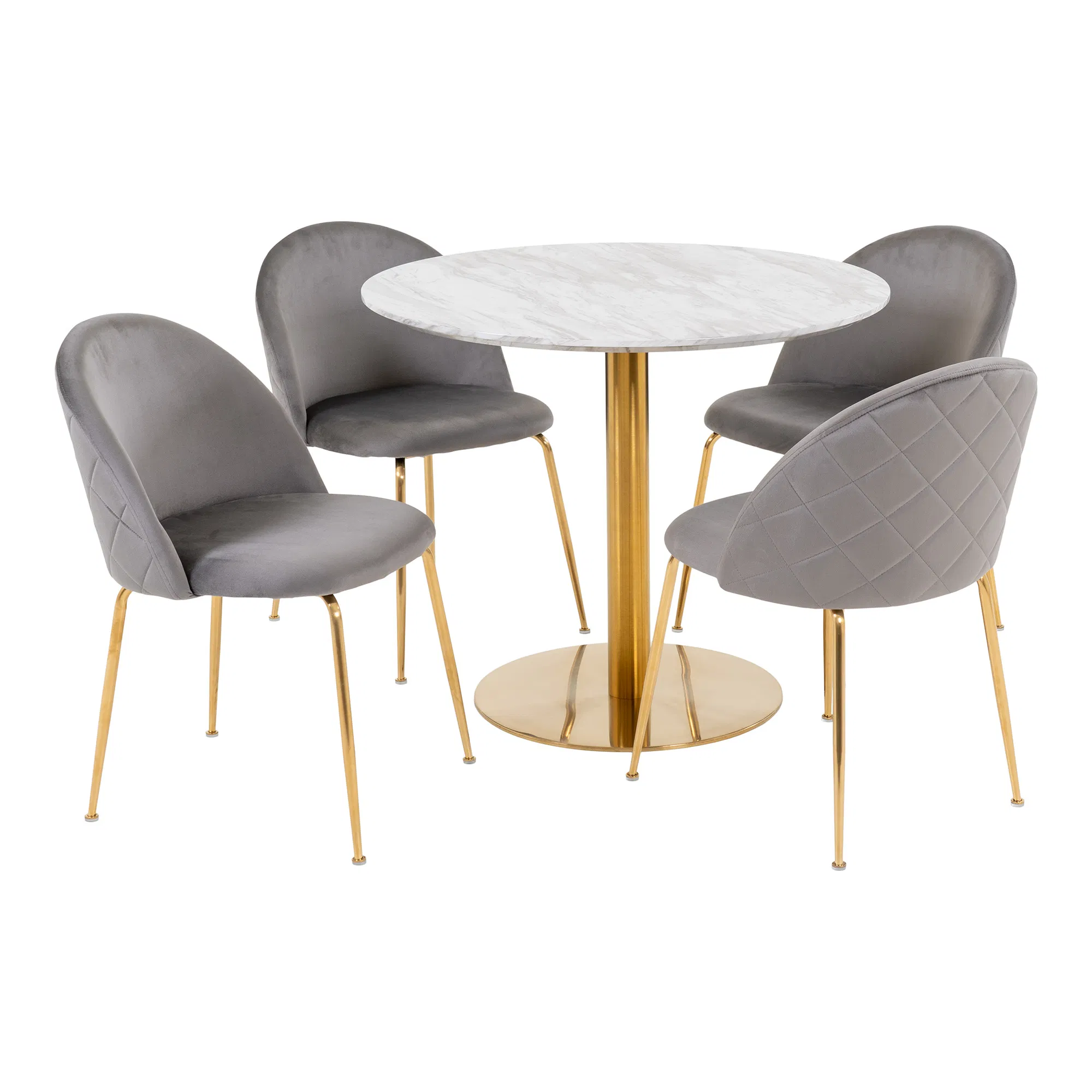 4 žm. valgomojo komplektas | 51/90 x 75/78 x 52/90 cm | Balta | Pilka