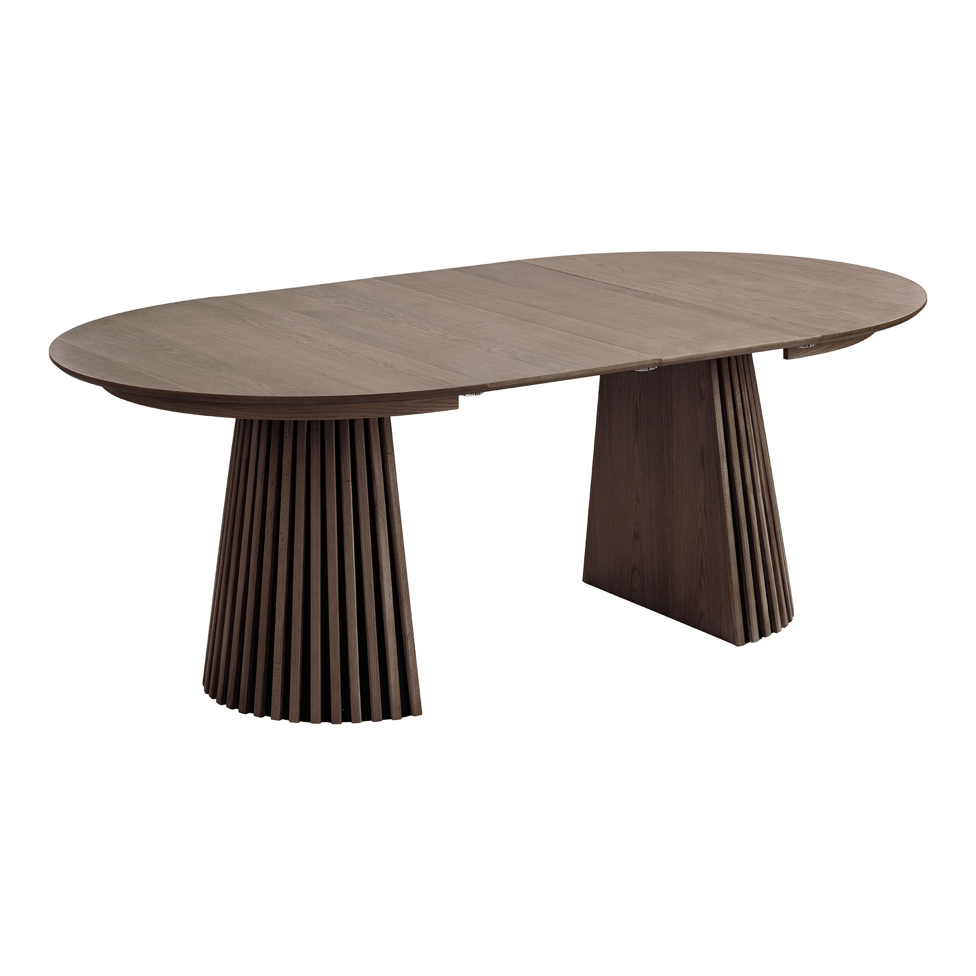 Ąžuolo faneros valgomasis stalas, prasiplečiantis mechanizmas | 120 x 75 x 120 cm | Pilka | Ruda