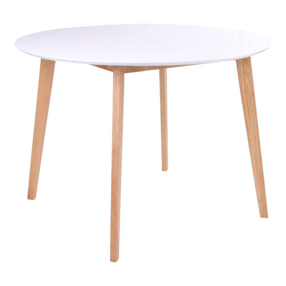 Apvalus baltas valgomojo stalas | 105 x 75 x 105 cm | Balta