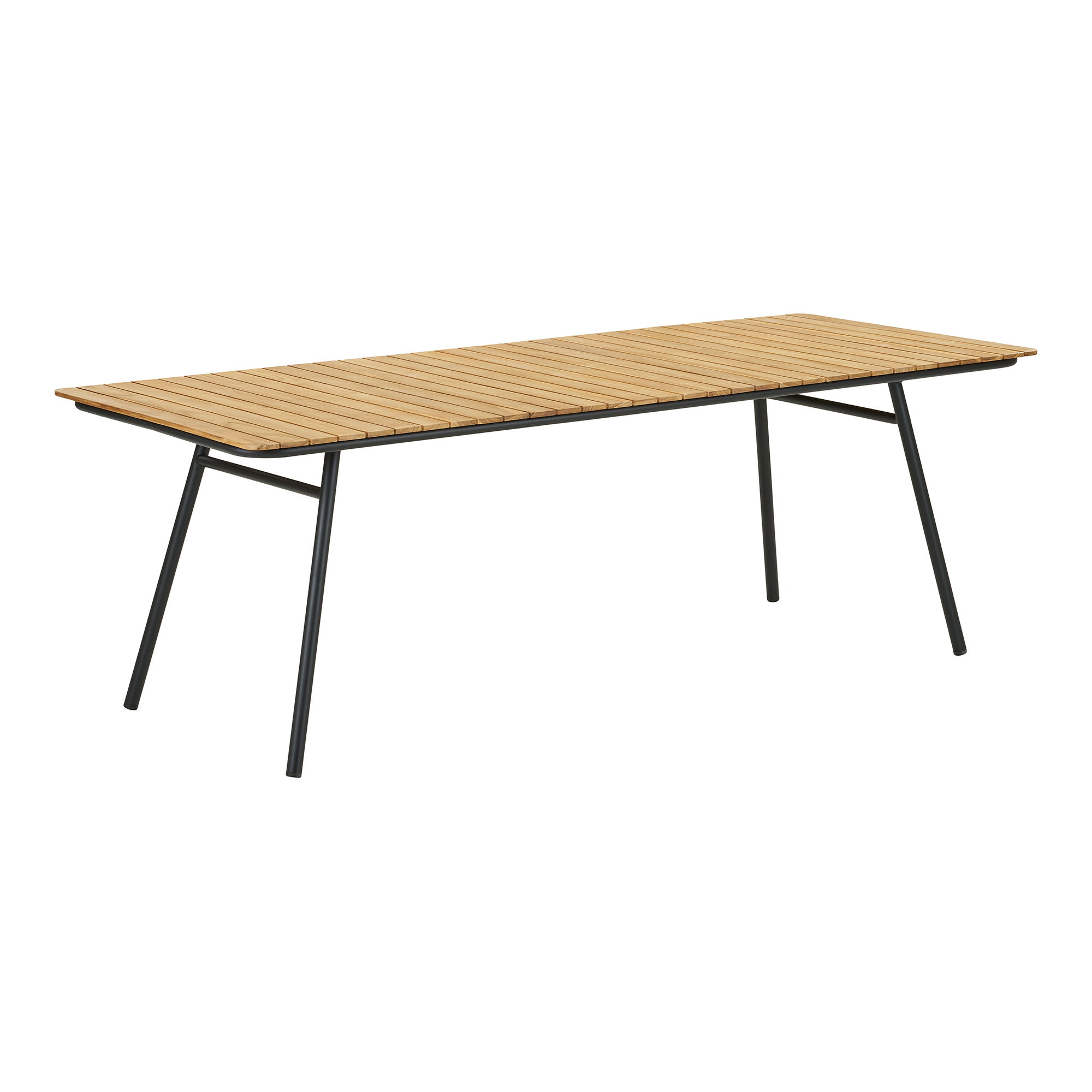 Pailgas lauko valgomojo stalas | 90 x 74 x 220 cm | Juoda | Natūrali medžio