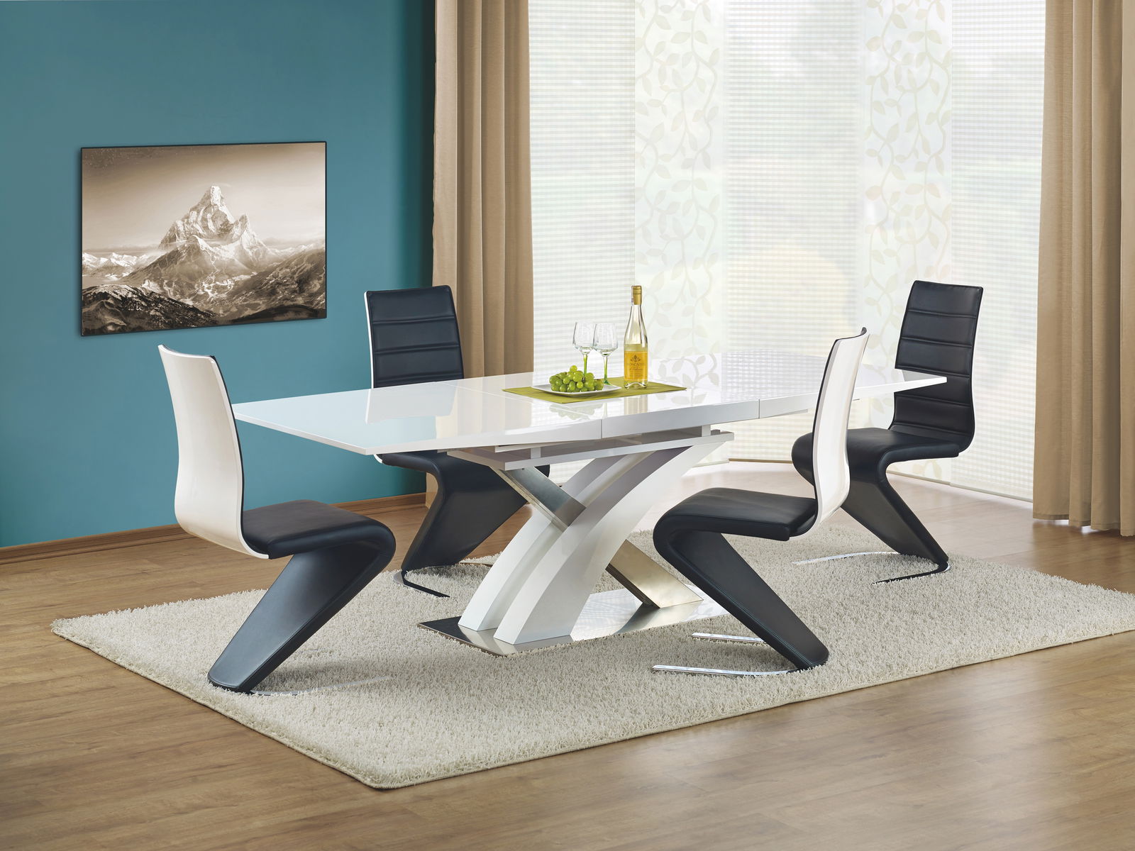 Valgomojo stalas SANDOR, 160-220 x 90 cm, balta
