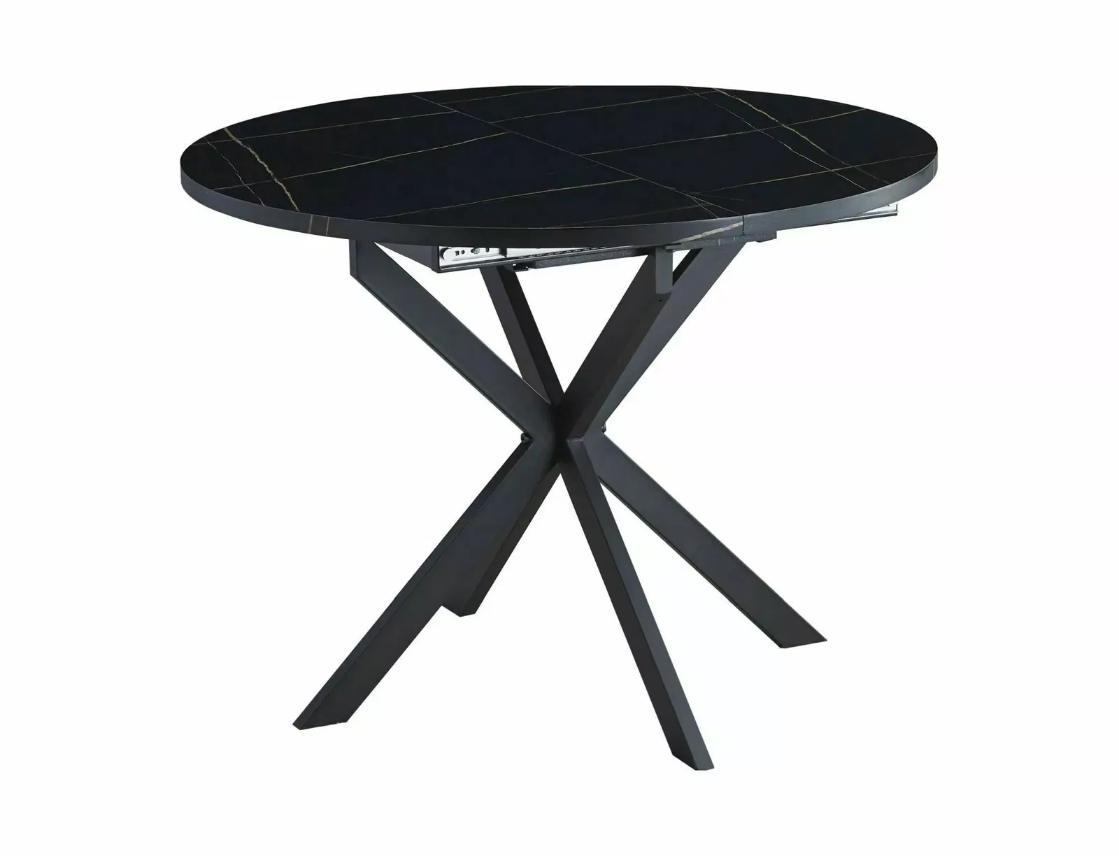 Valgomojo stalas Gaston, 100-135 x 100 cm, juoda