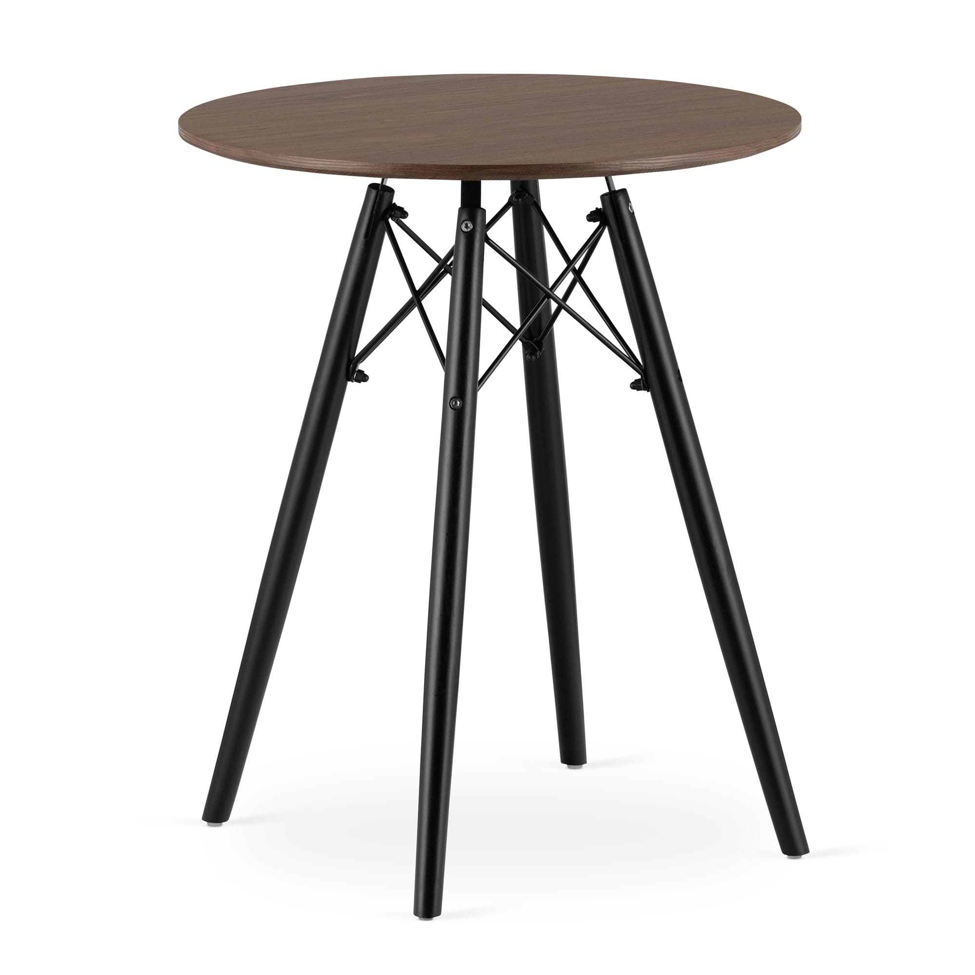Tamsiai rudas apvalus stalas | 60 x 60 x 73 cm | Ruda