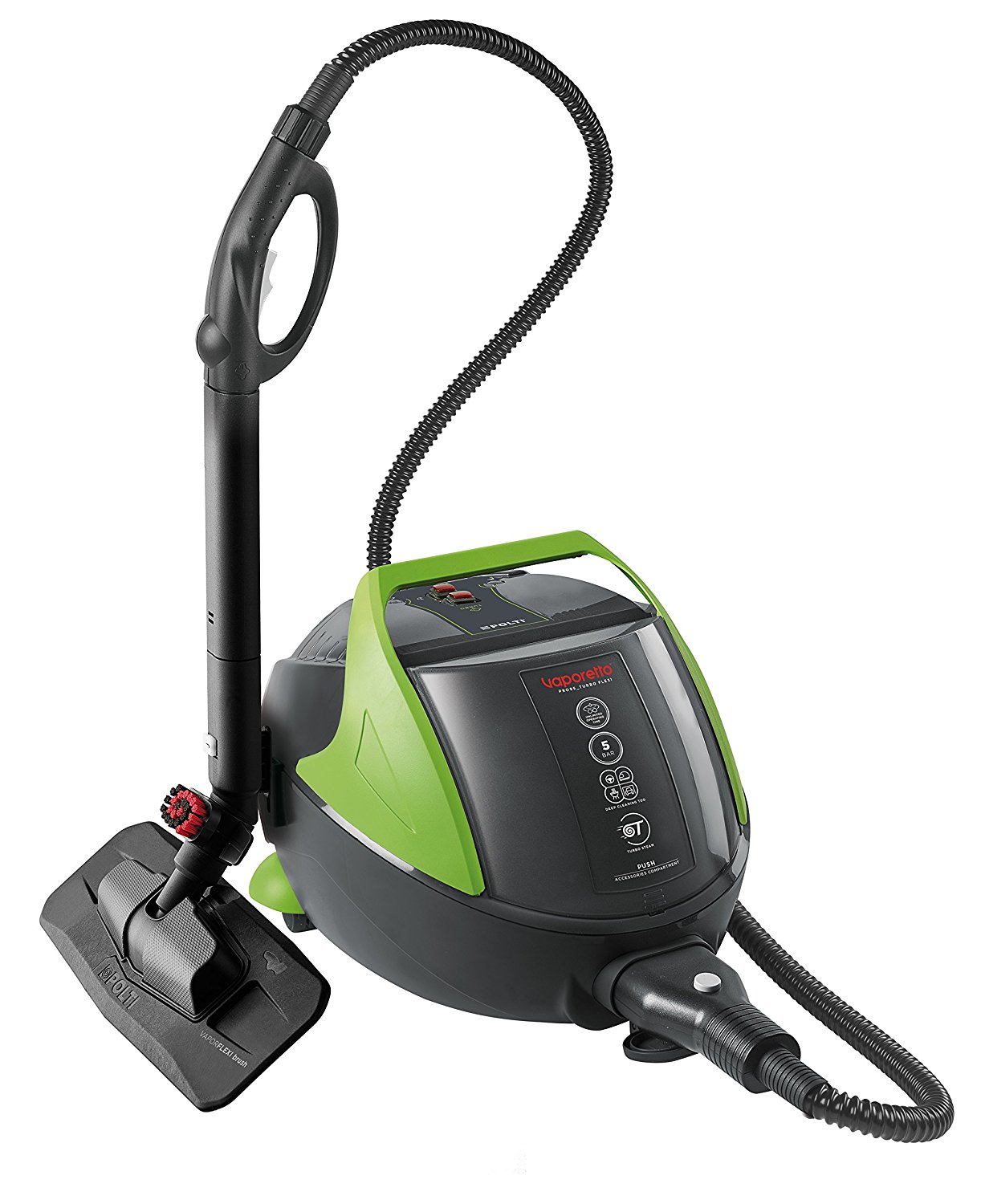 Garų valytuvas Polti PTEU0280 Vaporetto Pro 95 Turbo Flexi Corded, 1100 W, Black/Green