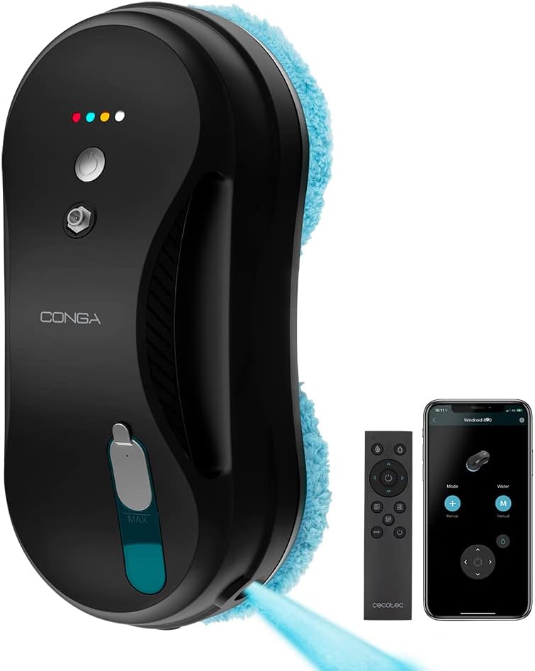 Langų valymo robotas Cecotec Conga Windroid 890 SprayWater Smart Connected T, su laidu, juodas