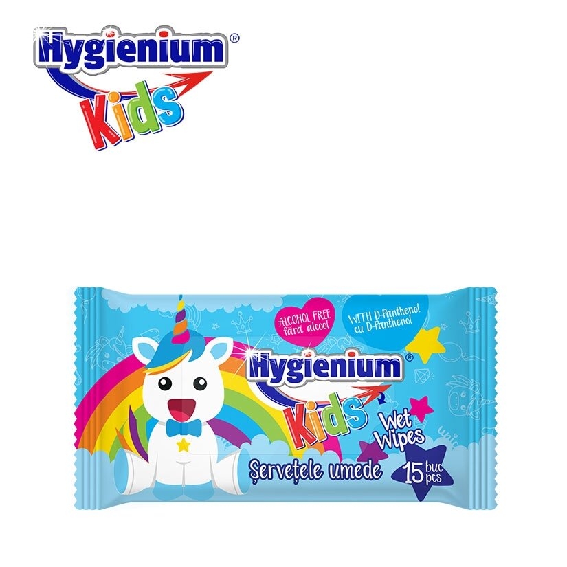 Drėgnosios servetėlės HYGIENIUM UNICORN BLUE, 15 vnt