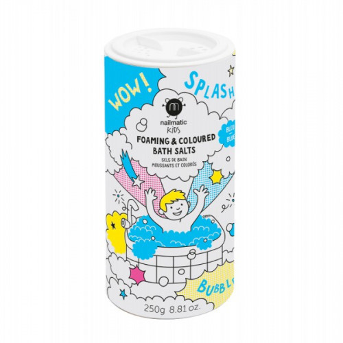 Nailmatic Kids BLUE SALTS Foaming & Coloured Bath Salts Putojanti mėlyna vonios druska, 250g