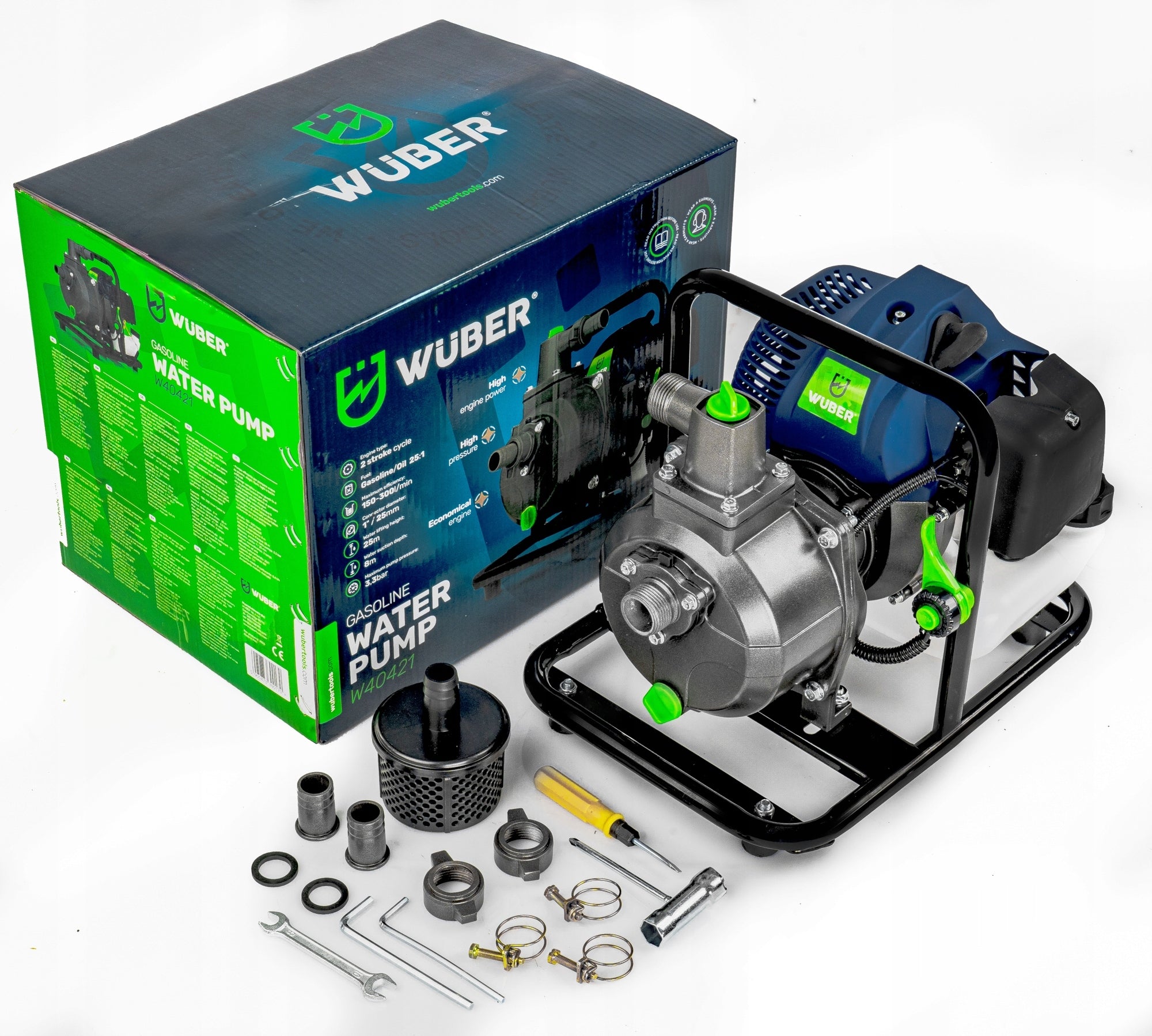 WUBER 1" Benzininis Motosiurblys – 5.2 AG, 18 000 l/h, su priedais ir alyva