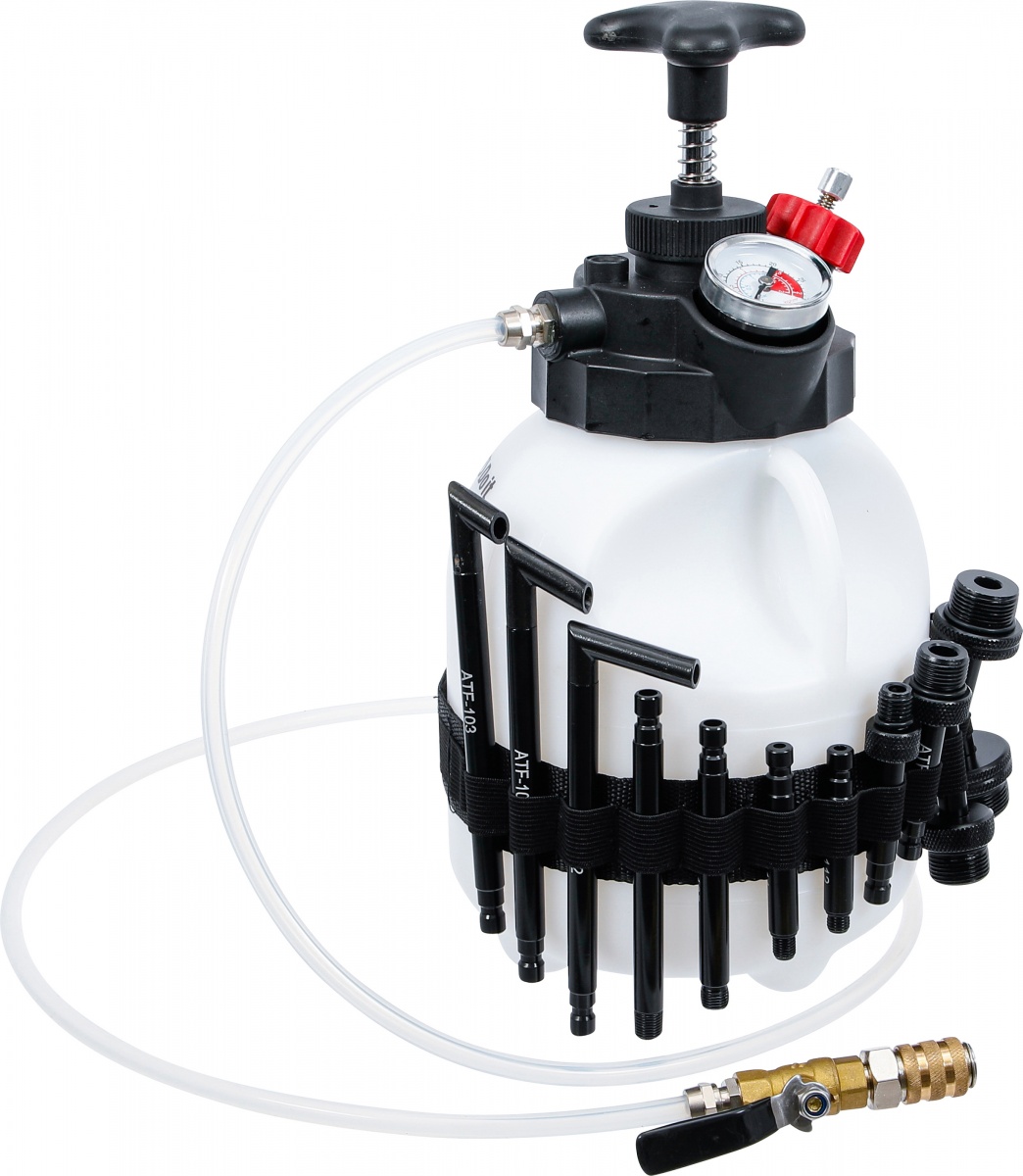 Transmisijos alyvos pildymo įrankis su rankiniu siurbliu | 3 l | 12 adapterių (74264)