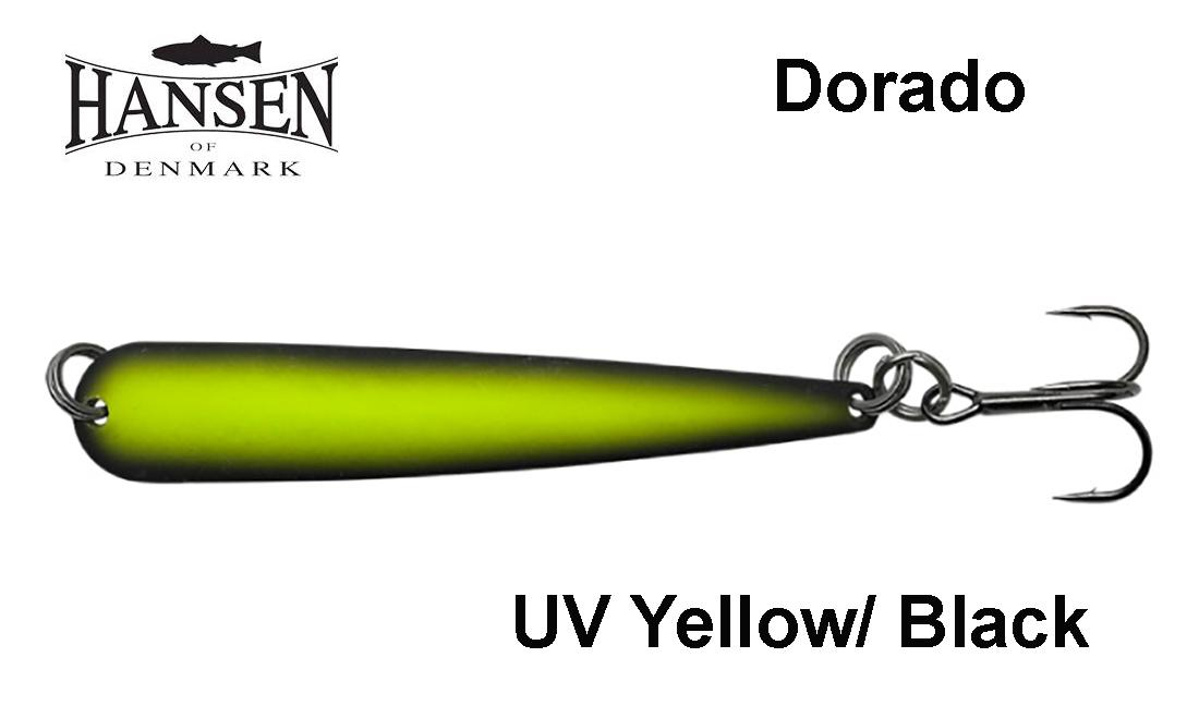 Blizgė Hansen Dorado SD 7cm 6,3gr UV Yellow Black 6.3 g