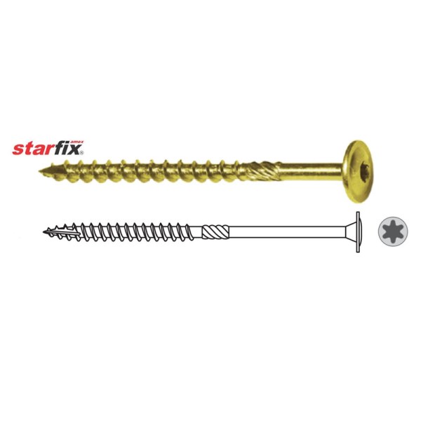 Sraigtas staliaus AWCT 8x280/F (4vnt) plokščia galva TX40