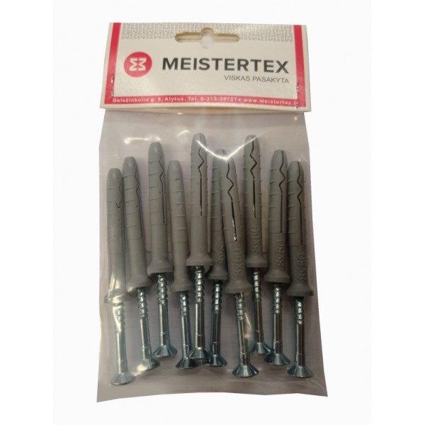 Kaištis su kalamu sraigtu 8x60 mm 10 vnt Meistertex