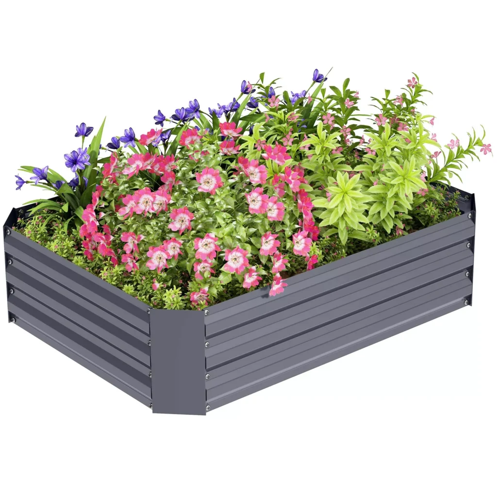 Outsunny pakelta lova iš plieno, sodinimo lova šalto rėmo sodo lova gėlių dėžė sukraunama, sodinukų dėžutė daržovių lova 120x90x30cm sodo balkonui, gėlių, augalų, daržovių sodinukas